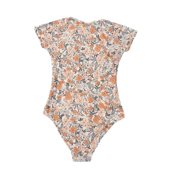 Cupshe Floral One-Piece Swimsuit Short-Sleeve Zipper Front Size L. NWT - Picture 4 of 9